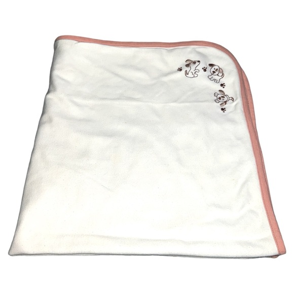 Vitamins My Cute Puppy Dogs Ivory Brown Lovey Baby Blanket Reversible 24x24 - Picture 1 of 4